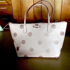 Kate Spade Medium Pink Glitter Polka Dot Tote
